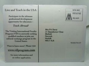 Vintage Advertising Postcard Live and Teach in the USA VIF Program