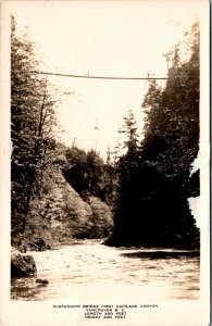 VINTAGE POSTCARD SUSPENSION BRIDGE AT CAPILANO CANYON VANCOUVER BRITISH COLUMBIA