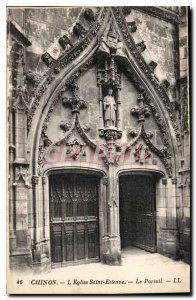 Postcard Old Chinon Church St. Stephen's Gate