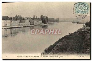 Old Postcard Villeneuve Sur Yonne View L & # 39Yonne And Quays