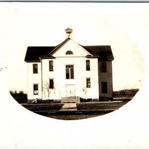 c1910s US Pioneer School House RPPC Bell Roof Rural Real Photo Postcard High A96