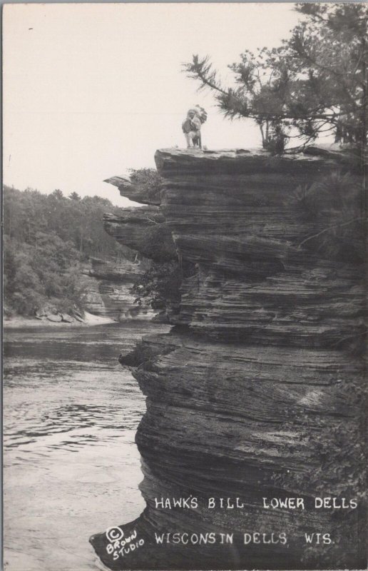 RPPC Postcard Hawk's Bill Lower Dells Wisconsin Dells WI