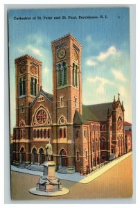 Vintage 1940's Postcard Cathedral St. Peter & St. Paul Providence Rhode Island