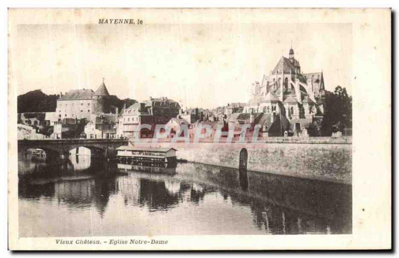 Old Postcard Old Church Mayenne Chateau Notre Dame