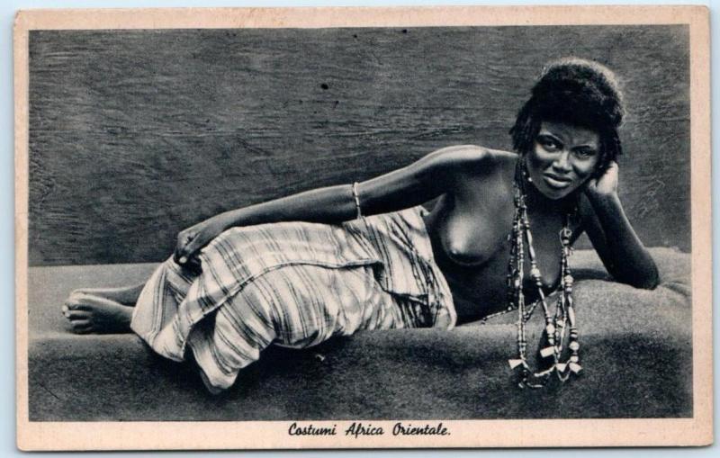 Italian East Africa COSTUMI AFRICA ORIENTALE Woman on Side  Ethnic Nude Postcard