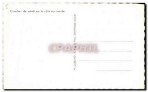 Old Postcard Sunset on the Normandy coast Boat