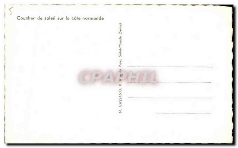 Old Postcard Sunset on the Normandy coast Boat