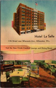 Linen Postcard Hotel La Salle 11th Street near Wisconsin Ave Milwaukee Wisconsin