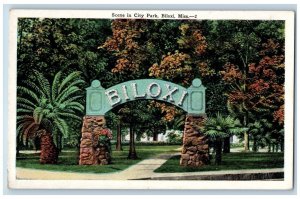 Biloxi Mississippi MS Postcard Scene In City Park Entrance Scene c1940s Vintage