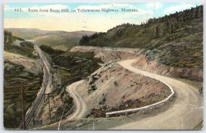 Vintage Scene from Butte Hill Yellowstone Highway Montana Postcard 1940