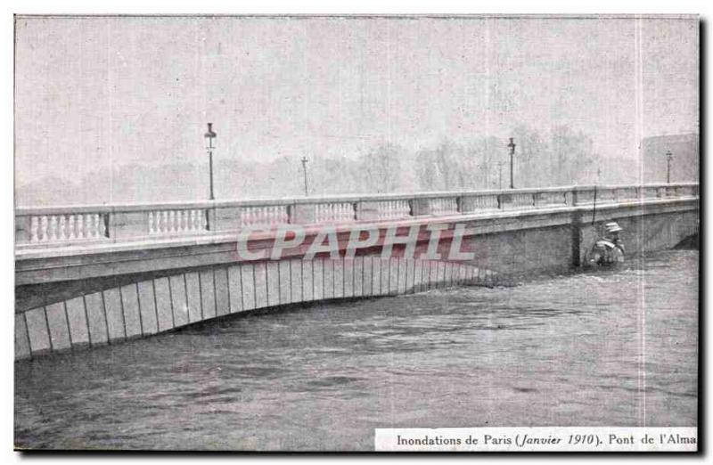 Old Postcard Paris Floods January 1910 Bridge of & # 39Alma