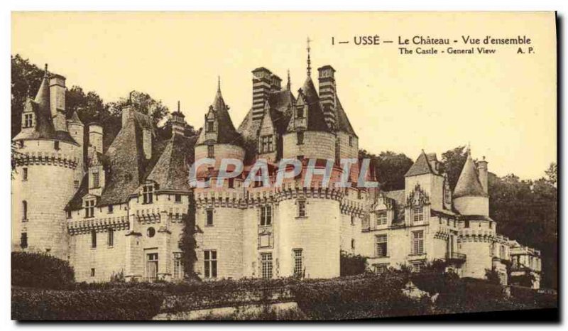 Old Postcard View Usse Chateau d & # 39ensemble