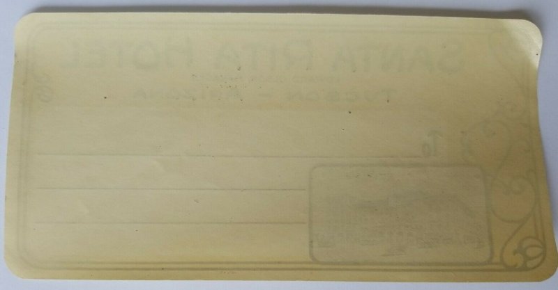 Baggage Luggage Label Decal Santa Rita Hotel Tucson AZ Edward Olson RECTANGLE 