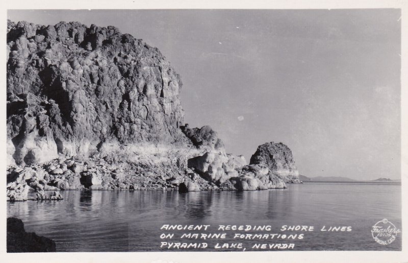 Nevada Pyramid Lake Ancient Receding Shore Lines On Marine Formations Real Photo
