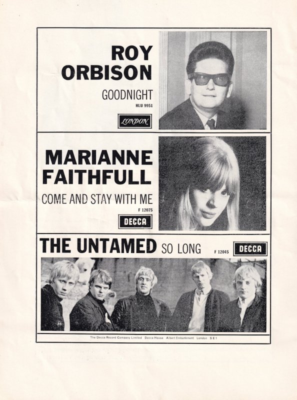 The Roy Orbison Show Vintage Marianne Faithfull Cliff Richard Concert Programme