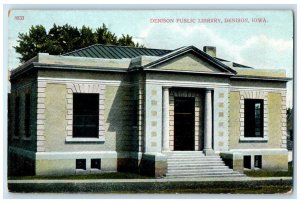 1910 Denison Public Library Exterior Building Denison Iowa IA Vintage Postcard