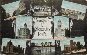 c1910 Multiview Postcard Souvenir of Sioux City IA, H.H.& M., Posted