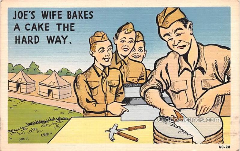 Military Comic Postcard, Old Vintage Antique Post Card Cake Unused