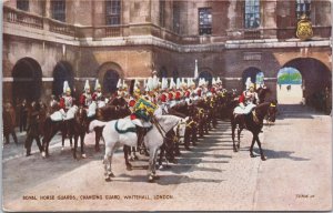 Royal Horse Guards Changing Guard Whitehall London Vintage Postcard C319