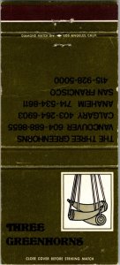 Vintage Matchbook Cover Three Greenhorns Vancouver Calgary San Francisco MB178