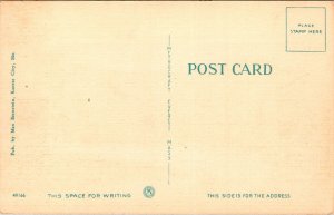 Dick Pond Loose Park Kansas City MO Missouri Sunset Linen Postcard UNP VTG 