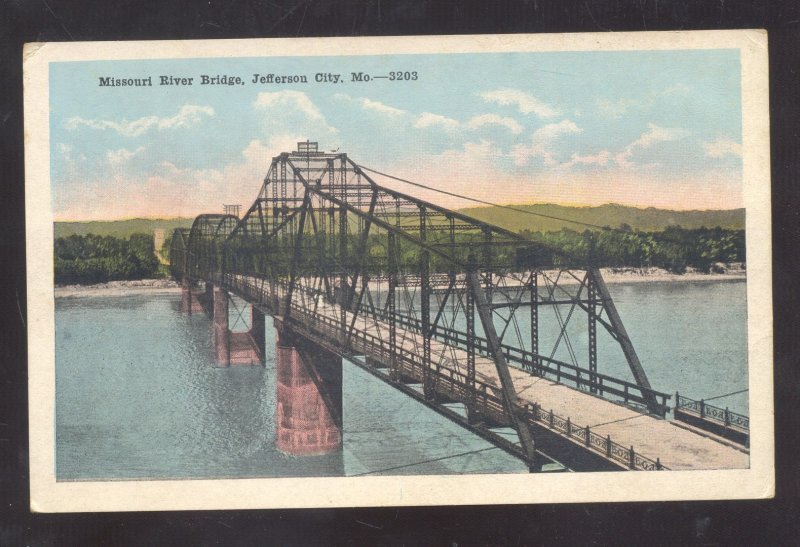 JEFFERSON CITY MISSOURI MO. RIVER BRIDGE VINTAGE POSTCARD 1916