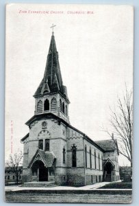 Columbus Wisconsin Postcard Zion Evangelical Church Chapel c1910 Vintage Antique