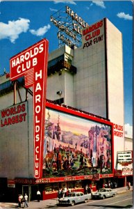 Postcard Harolds Club Casino Mural Street Scene Reno Nevada