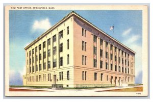 New Post Office Springfield Massachusetts MA Linen Postcard F21