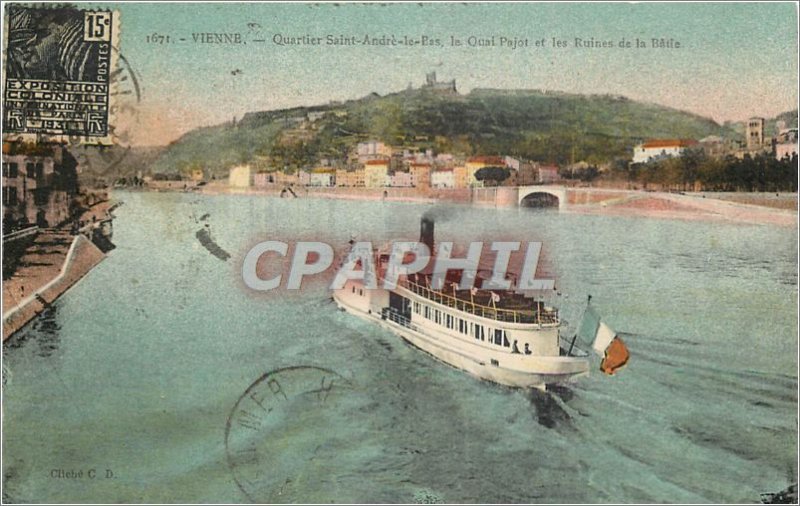 Postcard Old Vienna Saint Andre Pas Quay and Boat Ruins Baite