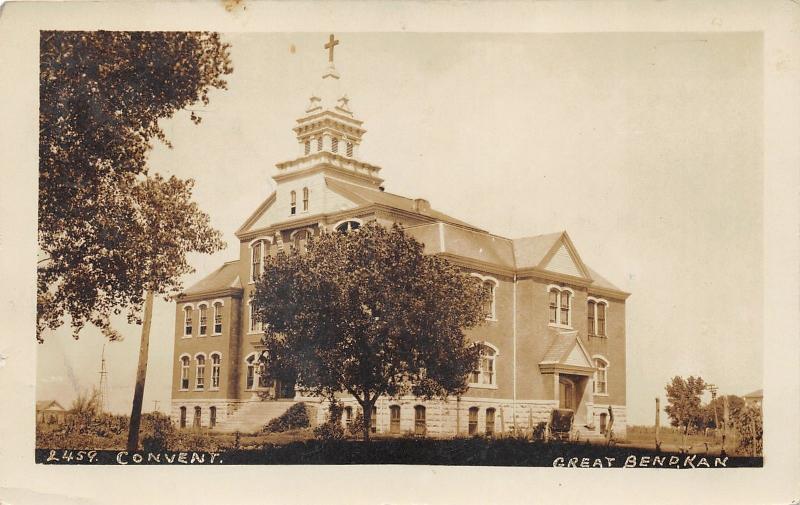 Great Bend Kansas~St Mary's Convent~Antenna in Bknd~Pre 1907 Kruxo Real Photo PC