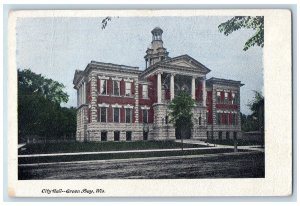 Green Bay Wisconsin WI Postcard City Hall Building Exterior Flag 1907 Antique