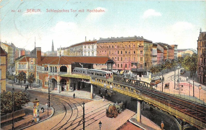 Lot214 germany schellschies gate with elevated railway berlin train carriage