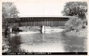 C68/ Cedarburg Wisconsin Wi RPPC Real Photo Postcard 1958 Covered Bridge