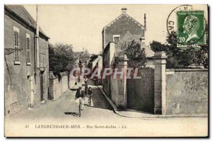 Old Postcard Langrune Sur Mer Rue Saint Aubin Velo Cycle