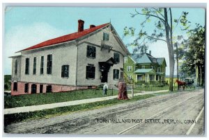 Berlin Connecticut Postcard Town Hall Post Office Building Horse Carriage 1910