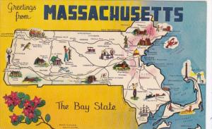 Greetings From Massachusetts With Map