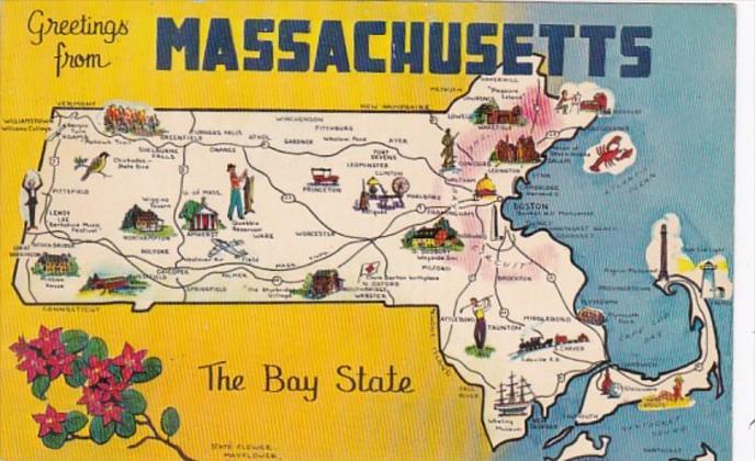 Greetings From Massachusetts With Map