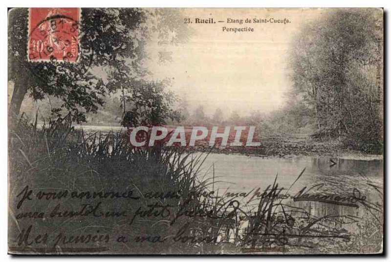 Old Postcard Rueil Pond St. Cucufa Perspective