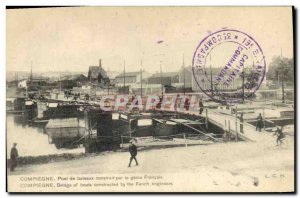 Old Postcard Army Compiegne boat bridge built by French engineering