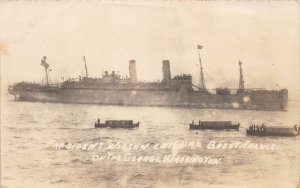 J81/ Ship RPPC Postcard c1910 President Wilson Brest George Washington 435