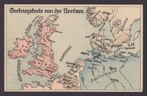 GERMANY, Postcard, Naval War Map of the North Sea, WWI, Unposted