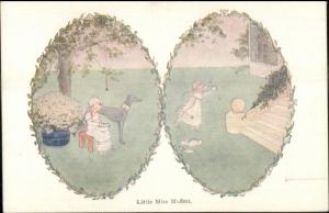 H. Willebeek Le Mair Fairy Tale Nursery Rhyme Postcard LITTLE MISS MUFFETT