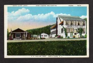 NY Santa Clara Lodge Hotel Gas Station Pumps NEW YORK Postcard PC Carte Postale