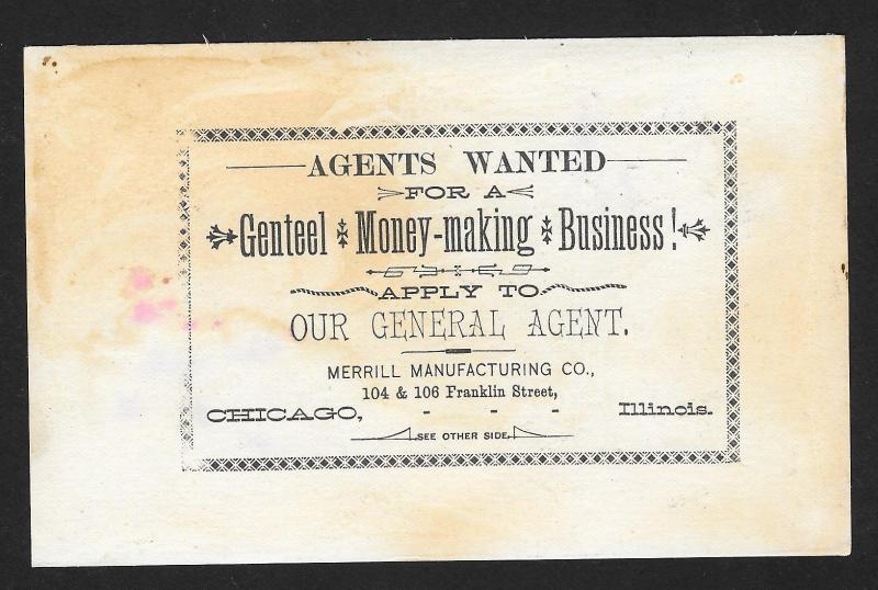 VICTORIAN TRADE CARD General Agent Merrill Manfg Co