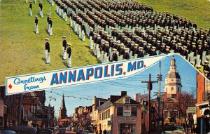 Annapolis Maryland 1950s Postcard Capitol & Naval Academy Midshipmen