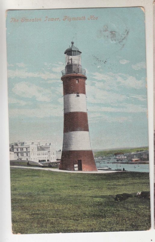 GREAT BRITAIN, PLYMOUTH HOE, SMEATON TOWER LIGHTHOUSE, 1906 ppc., used.