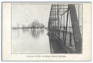 c1910's Cedar River During High Water Bridge Cedar Rapids Iowa Unposted Postcard