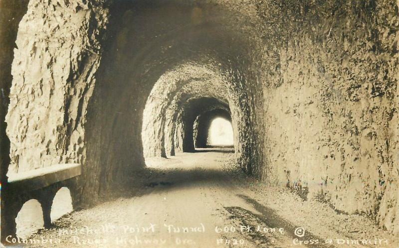 United States real photo postcard Mitchel Tunnel Columbia River Highway Oregon