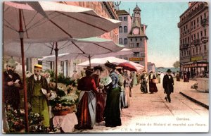 Geneve - Place Du Molard Et Marche Aux Fleurs Switzerland Postcard